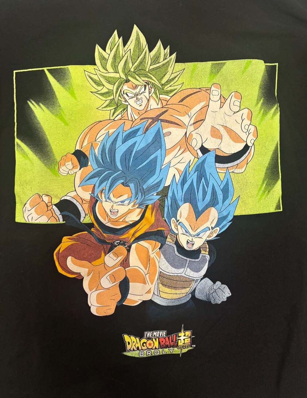 Dragon Ball Super Broly Movie T-Shirt Black Graphic Tee Goku Vegeta Size L